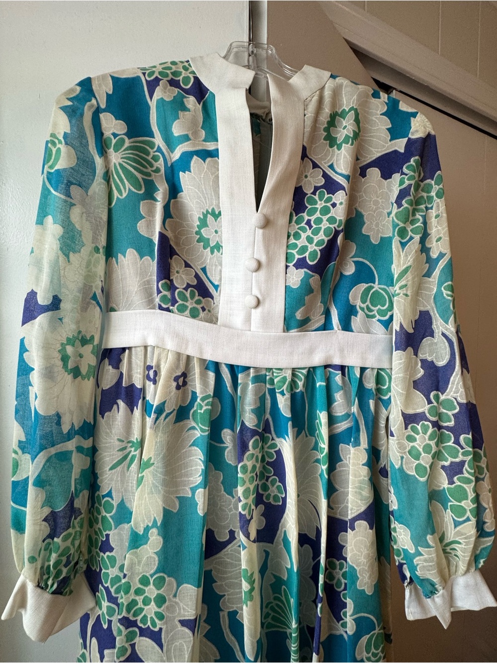 Vintage 70s Floral Empire Waist Maxi Dress